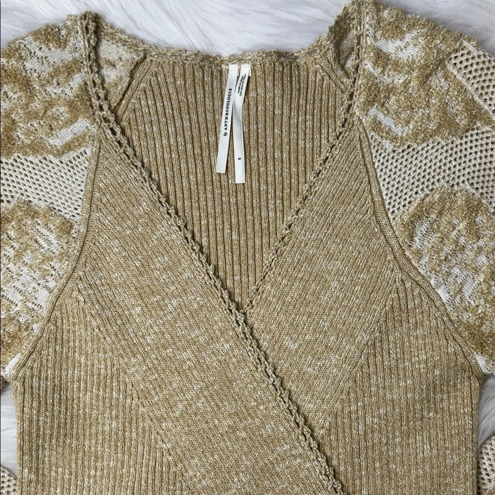 Anthropologie Beige and Cream Lace Knit Sweater - Picture 12 of 15